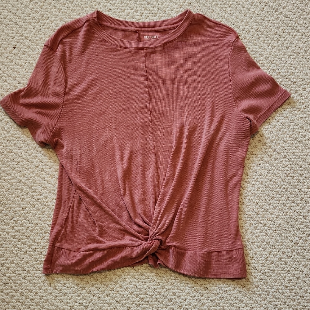True Craft Dusty Rose Twist Front Tee